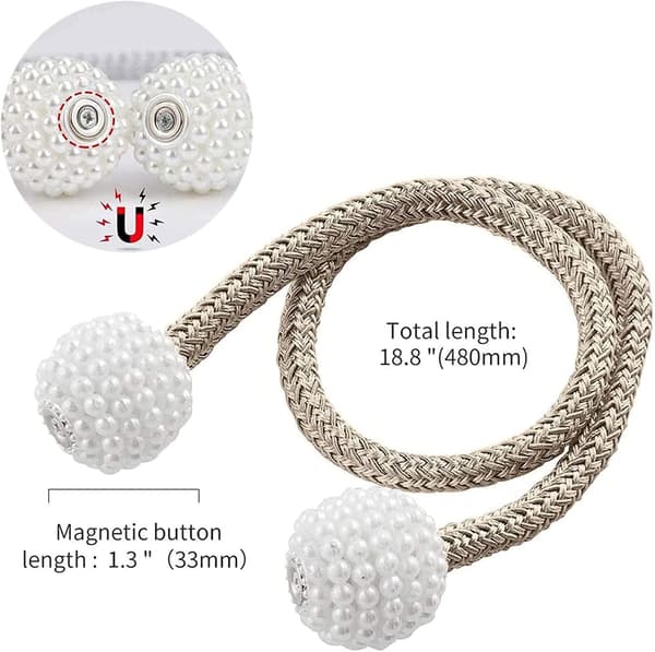 4 STK. Gardinbindinger, Magnetiske gardinbindinger, Magnetiske