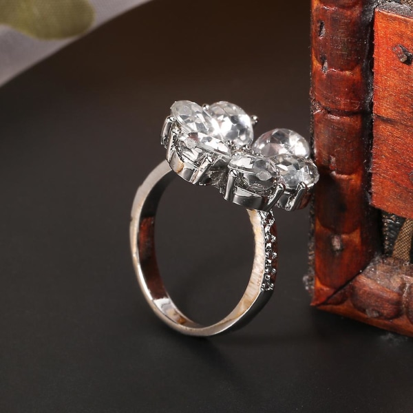 Kvinnor Trendiga Blomma Cubic Zirconia Ringar Bröllop Engagemang Finger Smycken Present US 10