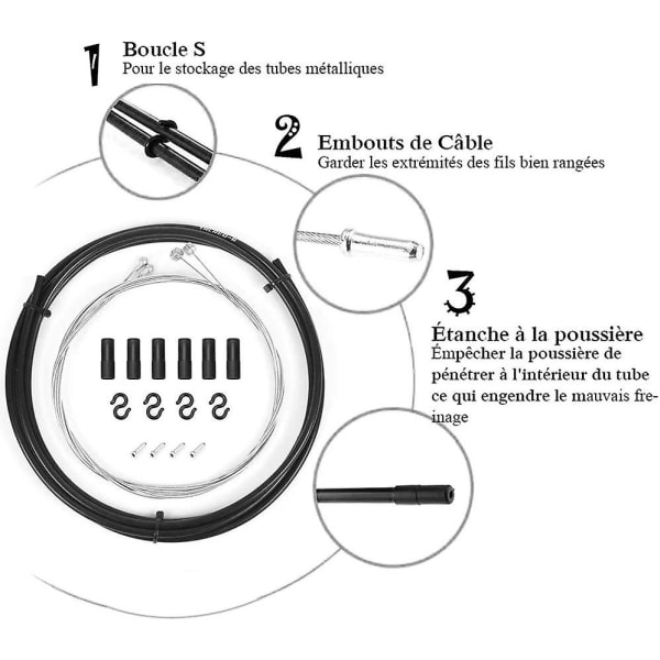 Universal Cykelbremsekabel og Sæt med Kasse - Basisbremsekabel Udskiftningssæt til Mountainbike, Landevejscykel, Almindelig Cykel