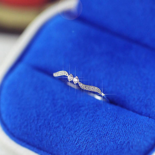 Kvinnors mode strass inlagd blad finger ring bröllop förslag smycken present US 6