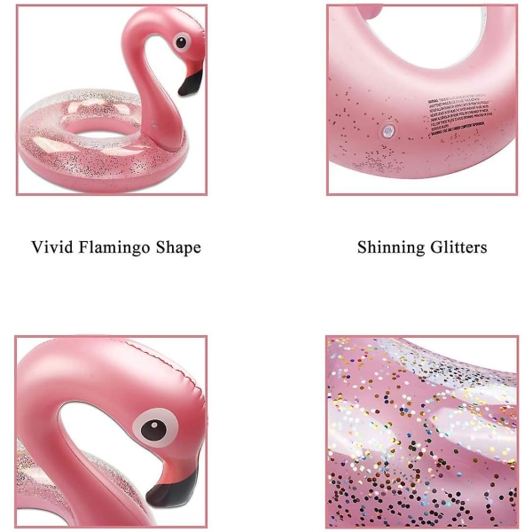 Badring Pool Float, Flamingo Form Uppblåsbar Pool Float Med Glitter, Uppblåsbar Fritidsflotte Rör Badring Sommar Barn Pool Leksaker Shape1