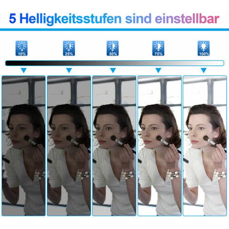 DIY LED Spejllys 10 LED Dæmpbar Makeup USB Lampe 360° Belysning - Hvid