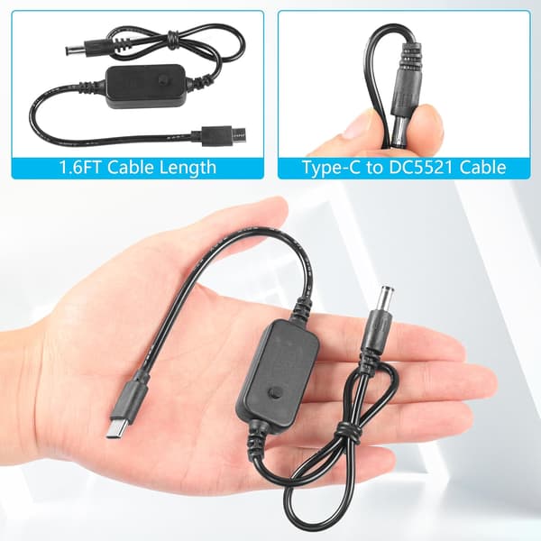 1m USB C - DC PD -sovitinkaapeli 10 liitäntäkärjellä, säädettävä jännite 5V-9V-12V-15V-20V