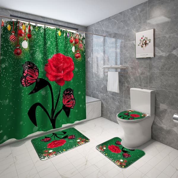 Juleblomst Toiletgulv Tæppe Sæt af Fire Kombination Gulv