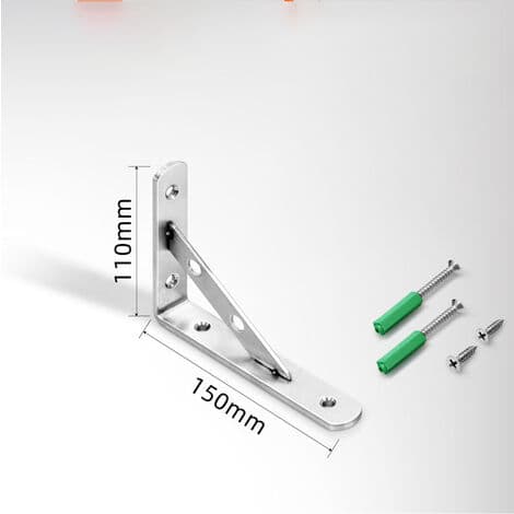 150mm Foldbare Hyller i Rustfritt Stål, Foldbar Vegghylle, Triangulær Støtte Ramme, For Bord, Benker og Hyller