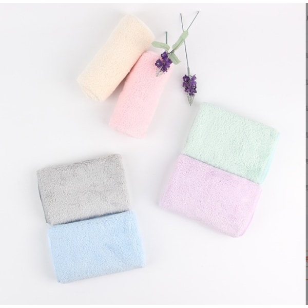 3 stk. absorberende koral fleece firkantet håndklæde tykkere lille firkantet håndklæde lille håndklæde lille lommetørklæde 30*30 (Koral fleece håndklæde - gul)