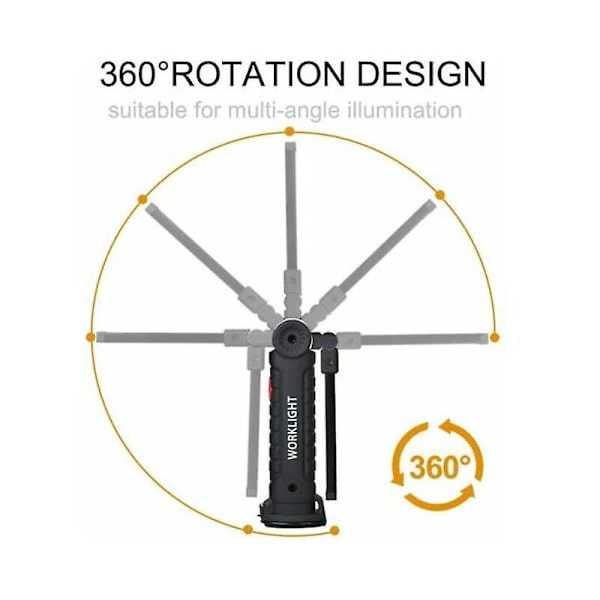 2 st Laddningsbara LED-arbetslampor Verkstadspåselampa LED-arbetslampa med Magnetisk Bas Inspektionslampa för Vandring, Camping. 4,8*15cm