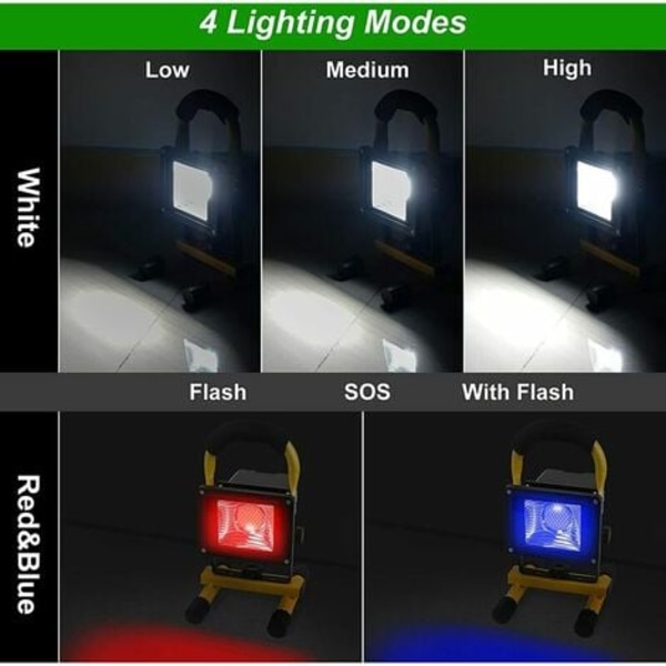 Rechargeable LED Floodlight 30W 2500LM Construction Site Floodlight 6000mAh Wireless LED Light Outdoor LED Floodlight Ba