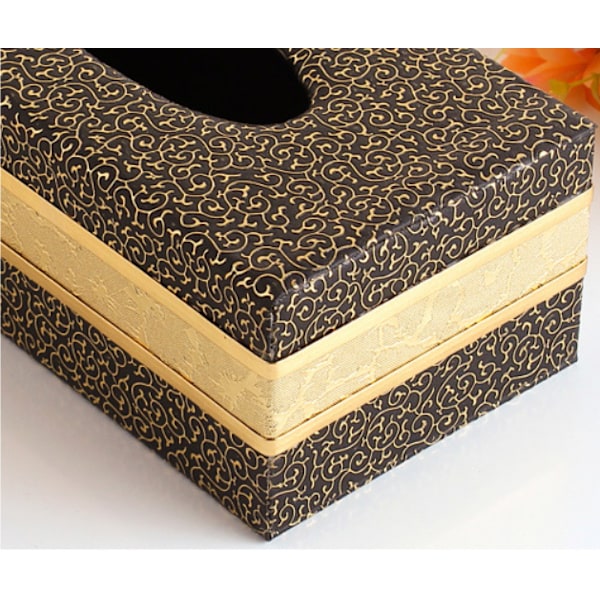 Home Xiangyun Plus Phnom Penh Medium Black Leather Tissue Box,
