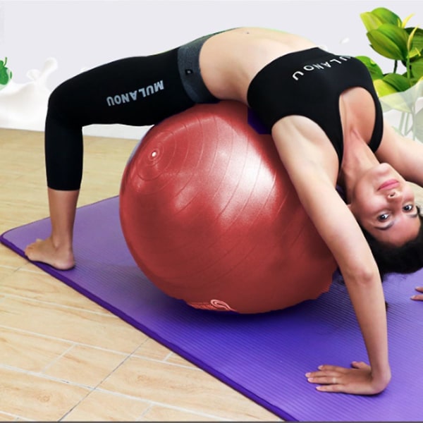 Liikuntapallo Jooga Pilates Anti-Purskahdus Pumppuineen Red Glossy