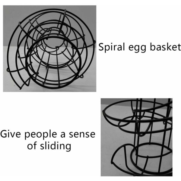 Äggdispenser Spiralförvaring, Metalljärn Spiral Ägghållare Äggställ Köksvisningsställ, för 24 ägg (svart)