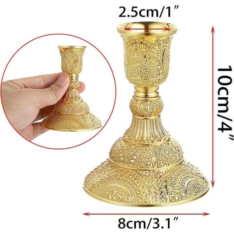 2 STK Messing Lysestake Lysestake Sett Vintage Metall Søyleholder, 4 H Lysestaker Elegant Lysestake Ki