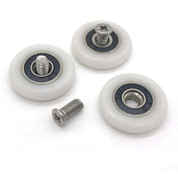 8 duschdörrshjul (23 mm med skruvar)
