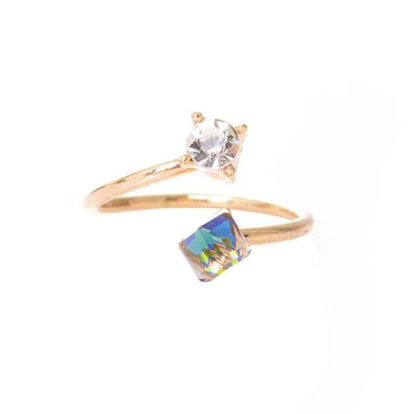 Ring Fade Resistant Multicolor Rhinestone Alloy Justerbare fingerringer for forlovelse
