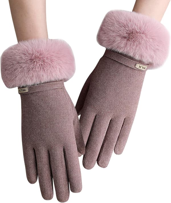 Vinterhandskar för kvinnor, varma, fleecefodrade, stretchiga, tjocka