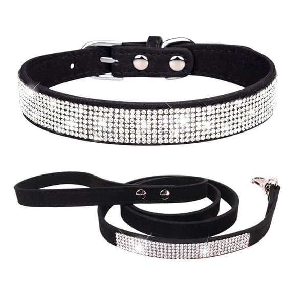 1 st. Hundkrage med strass, mjukt läder