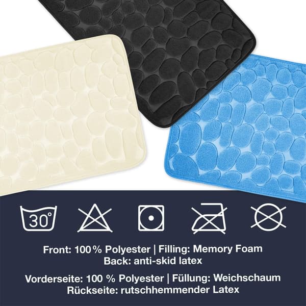 Steinfarget Badematte - Grå, Minneskum - 40*60cm Bad