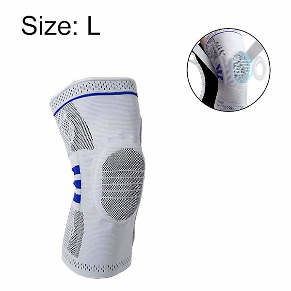 Knæ kompressionsærme til smerter med patella gel puder og stropper, knæbeskytter til løb Grey L