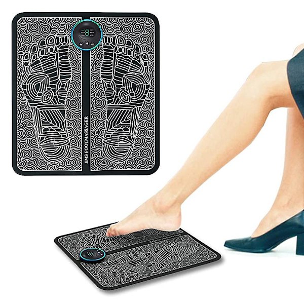 Elektrisk Fodmassager, Ems Fodpuder, Benformens Omformning, 6 Ems Pulstilstande, 9 Styrker, Bioelektrisk Massage, Foldbar Bærbar Måtte Usb Genopladelig
