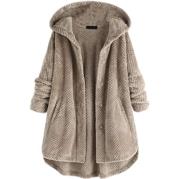 Khaki 4XL plus-size fleece-huvtröja för kvinnor khaki 4XL