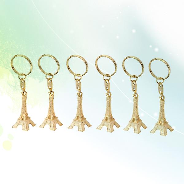 12 st Retro nyckelring Eiffeltornet Nyckelring Mini Nyckelring Hängdekorationer (guld)