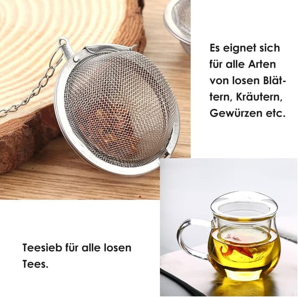 4 stk. - Rustfrit Stål Te-Infuser, Te-Sigte, 4,5 cm Te-Bold, 