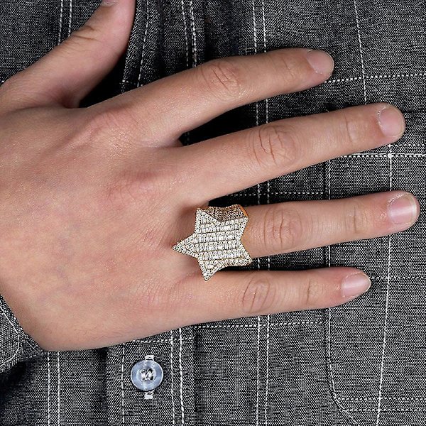 Isæt Super Stjerne Ringe Til Mænd Kvinder Mikro Pave Guld Sølv Farve Finish Cubic Zirkon Charm Hip Hop Smykker Ring Gave Silver