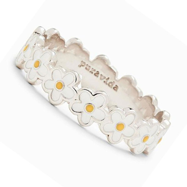 Damring Anti-Missfärgning Marguerite Blomform Finger Ring Modeaccessoar För Present US 6