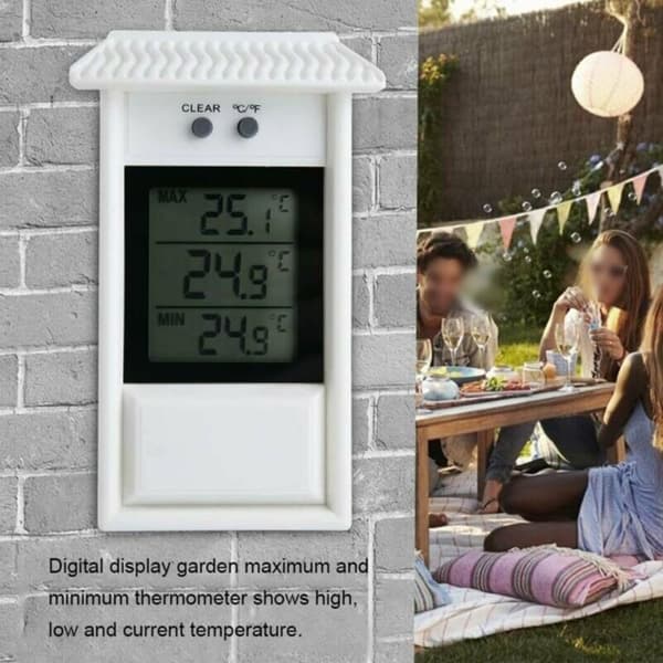 Vattentät digital utomhustermometer – Minnesfunktion för max- och minvärden