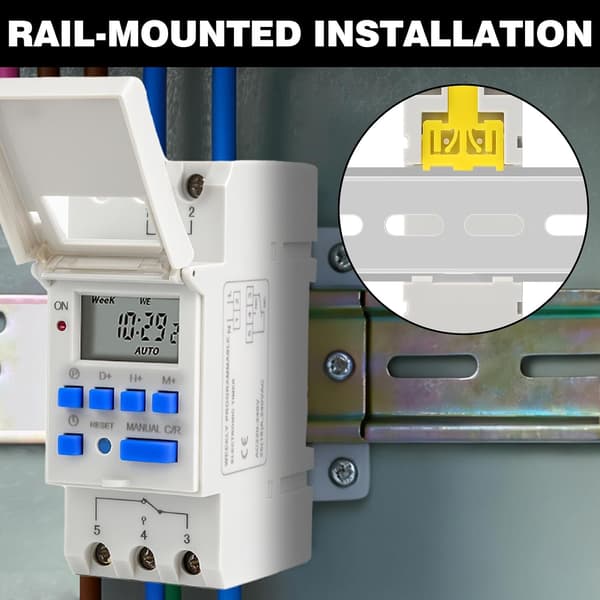 Programmerbar elektrisk digital timer, AC220V-program, modulär digital kopplingsur med stor LCD-skärm