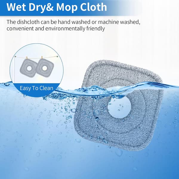 6 stk. Spin Moppepuder Kompatible med Spin Moppe og Spandesystem True & Tidy True Clean Moppe og Spandesystem, 8,26X8,26 Størrelse Spin Moppe Erstatningspuder