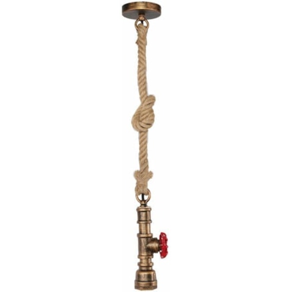 Vintage Industrial Pendant Lamp Retro Wrought Iron Creative Hemp Rope E27 Water Pipe Suspension Chandelier, Bronze - Bro