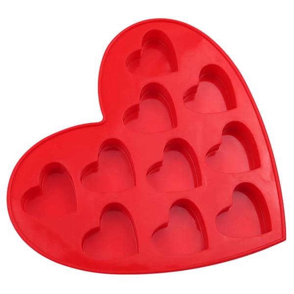Pakke med silikone chokoladeforme, hjerteformede non-stick pander køkken bage isterningbakke til slik gumdrop muffins kager