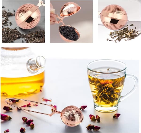 1 st 304 rostfritt stål teboll roséguld tefilter nål