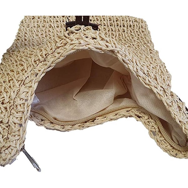 Sommerstrandskulderveske, Lett Vevd Halm Crossbody, Telefon, Reisehåndveske For Kvinner & Hverdagslig Bruk - Naturlig A916-1103 Beige