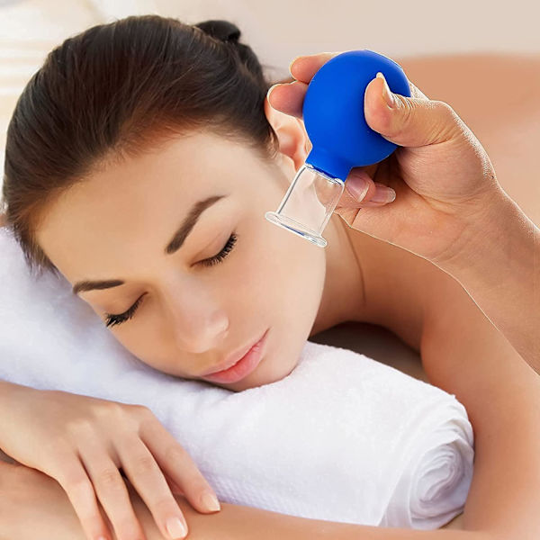 Starlight - 4-delad ansiktskopps-massageset, professionellt glaskoppsset med silikonboll