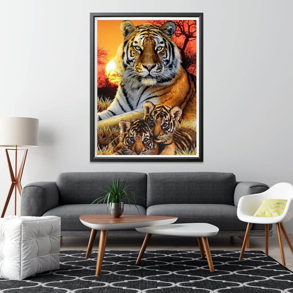 DIY Diamantmaleri Tiger Komplette Sæt, 5D Broderi Diamant