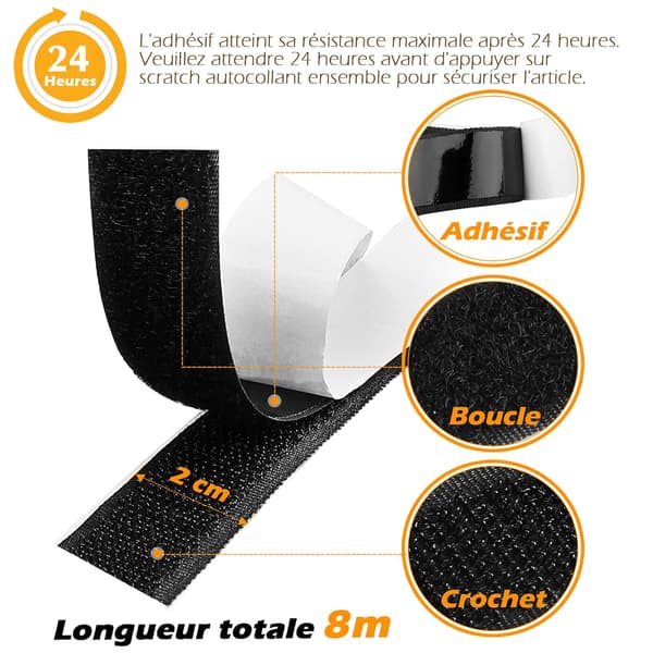 Sorte selvklæbende tape 8 meter 20 mm, selvklæbende griptape