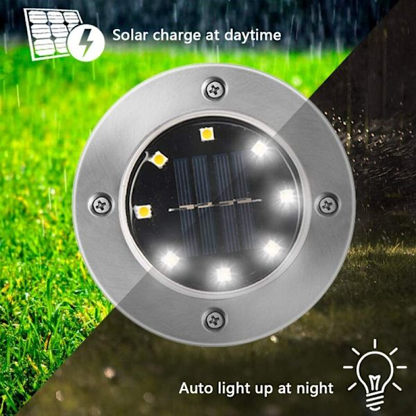 Solcelled Udendørs Lys, 4 Pak: 8 LED Solcelled Havelys 3000K Varmt Hvid Vandafvisende IP65, Udendørs Solcelled Lys