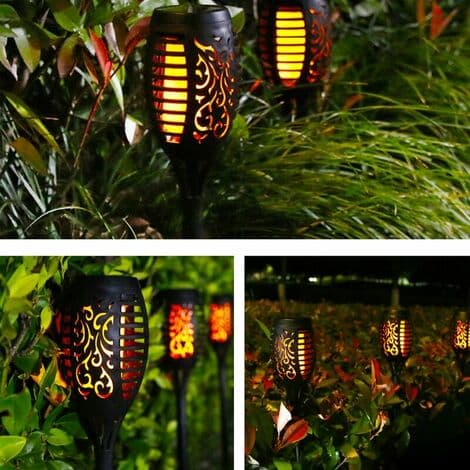 12 LED Solcellelys med Flimrende Lys - Hagedekor - 4-pakning