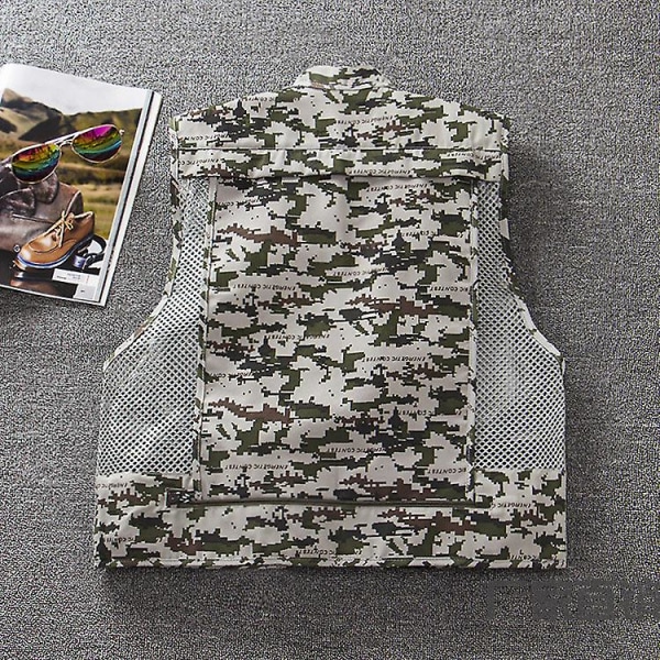 Camouflage Vest Udendørs Mænds Fotografering Mesh Vest Multi-lomme Fiske Casual Hest Klip XL