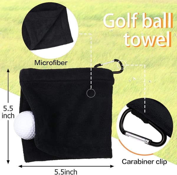 2 golfhanddukar med karbinhake, golfhandduk 5 x 5 tum Mikrofiber