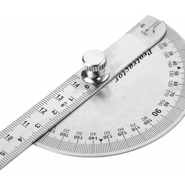 Halv-gevindet værktøj vinkelmåler i rustfrit stål (0-180°/14cm (solid)) egnet til værktøjsrum