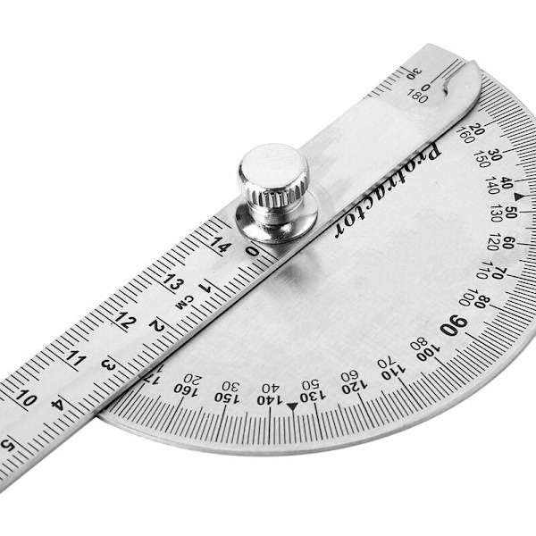 Halv-gjengede verktøy vinkelmåler i rustfritt stål (0-180°/14cm (solid)) egnet for verktøyrom