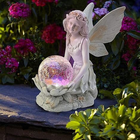 Havefiguriner Elver Solcelle Glaskugler Belysning Statue Have Solcelle Figuriner Fe Statue Dekoration