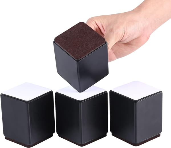 Firkantet, 6cm*6cm*3cm, Sett med fire, Svart, Kraftig seng og