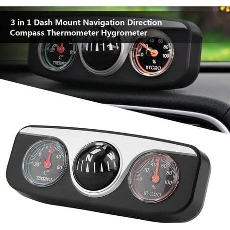 in 1 Dash Bil Lastbil Styrningsfäste Navigationskompass Termometer Hygrometer