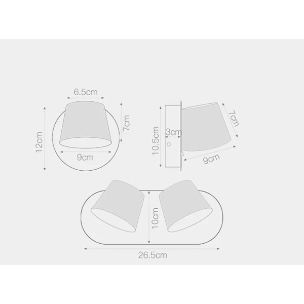 Aluminium LED innendørs vegglampe, liten nattbordleselys, justerbar vinkel sidevegglampe (2 hvite, positive hvite lys),