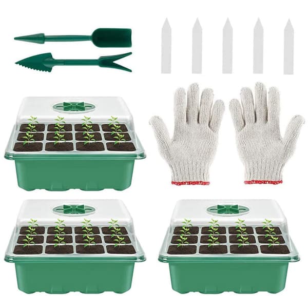 Grønt Mini Drivhus til Planter, 3 Stykker 36 Celler Indendørs