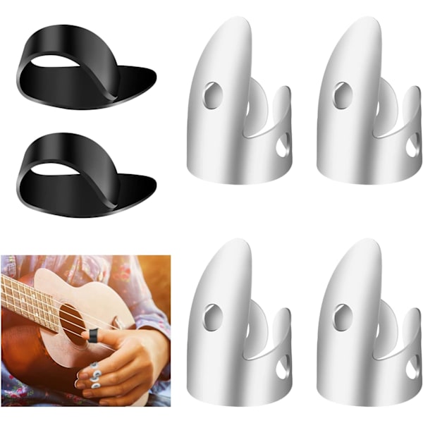 6-delars set med gitarrfingerplektrum, lämplig för akustisk gitarr